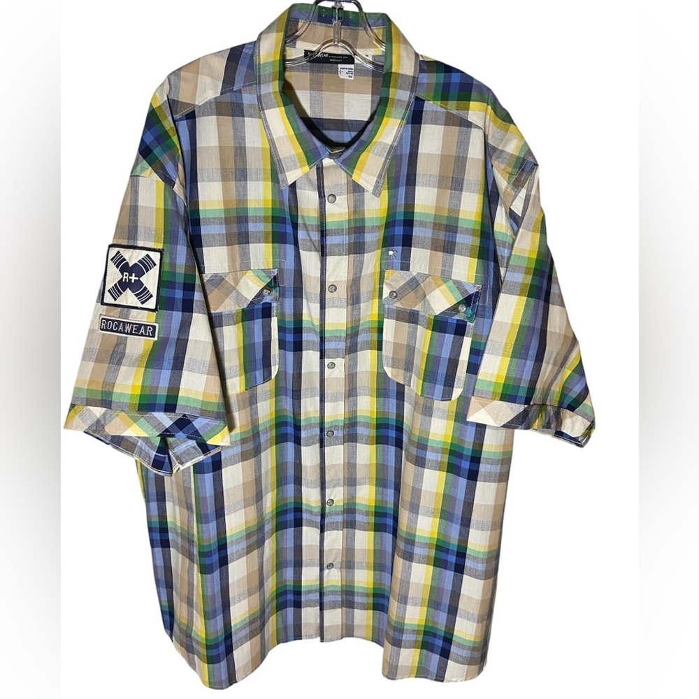 Rocawear men’s vintage shirt sleeve shirt 4XL two front pockets snap up front
